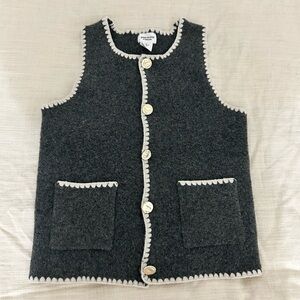 Gray Sleeveless Button-Up Vest